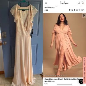 Easy Listening Blush Cold-Shoulder Wrap Maxi Dress